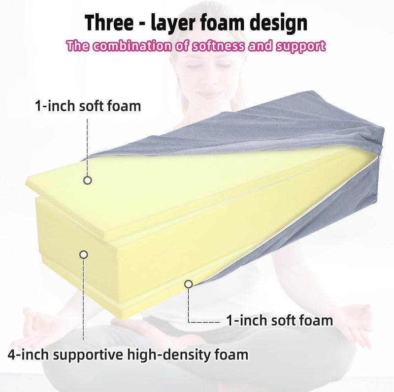GOFORIT Yoga Bolster Pillow for Meditation and Support，Rectangular Meditation Pillow for Restorative Yoga，26.5"X9.5" X6" - Image 2